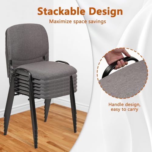 Image of CLATINA Stackable Waiting Room Chairs, Cloth Fabric Guest Reception Chair with Upholstered Thickene Seat and Back Support, Stacking Chair Metal Leg for Office School Church Conference, Gery, 20 Pack