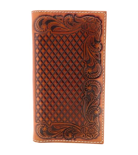 ARIAT Men's Rodeo Basket Weaved Floral Embossed Wallet