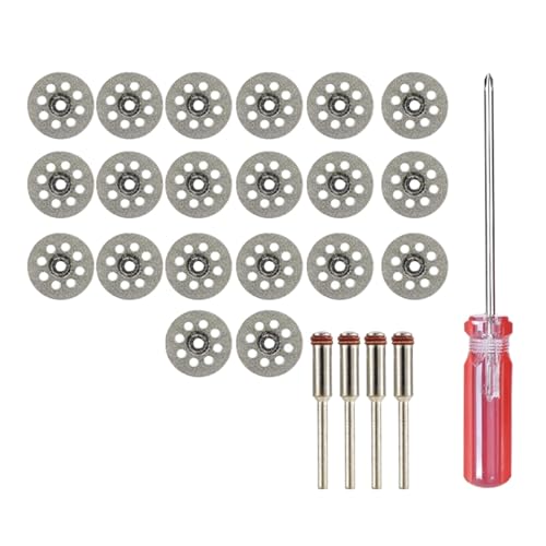 Paquete De 25 Discos Corte Diamantes 22mm Para Herramienta Rotativa Juego Discos Diamantes Con 4 Mandriles Para Piedra Vidrio Azulejo Hoja Mármol