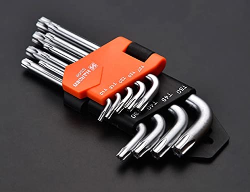 Edward Tools Star Key Wrench Set - Hardened Chrome Steel Screwdriver Set With Organizer Clip - Straight Or L - T10 T15 T20 T25 T27 T30 T40 T45 T50 (Short) #TOP1