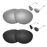 Walleva Polarized Titanium + Black Replacement Lenses for Ray-Ban Round Metal RB3447 50mm