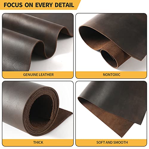 Image of RingSun 12''X24'' Genuine Leather Sheets for Crafts (2mm), Full Grain Leather for Tooling Craft Sewing(Black Coffee)