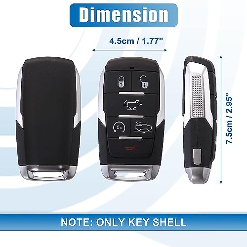 Coque de clé pour Ram 1500 boîtier télécommande 6 boutons noir - 6