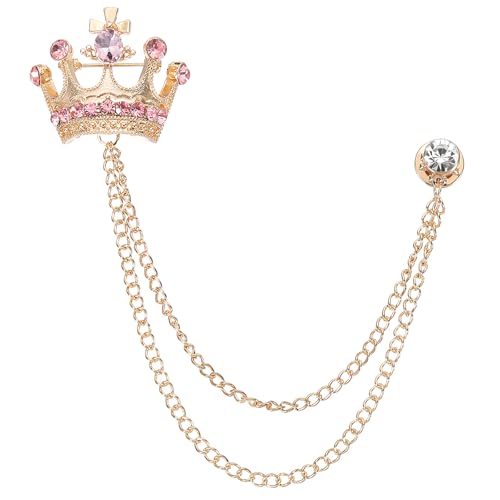 Image of PATIKIL Crown Hanging Chain Brooch Pins | Rhinestone Suit Pins Fashion Crystal Lapel Pins for Women Men