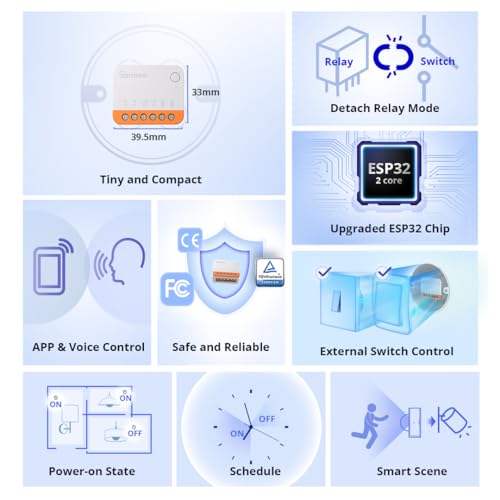 Image of Ledgebit MINIR4 Extreme Wi-Fi Smart Switch (Upgraded)- Compact Inline Module for Smart Home Automation | Works with External Switches & eWeLink App | Compatible with Sonoff Devices