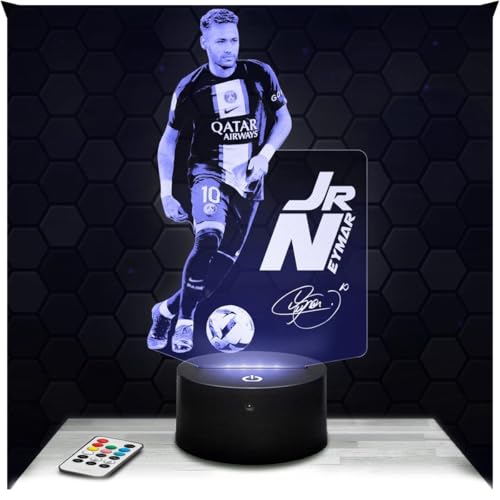 Lampephoto.fr - JR Neymar 2022 3D Lampe, Touch Nachtlicht, JR Neymar fanartikel, Fußball Geschenk, Fußballspieler, 3D Led Illusion Geschenkidee Weihnachten Geburtstag Junge und Mädchen TOP