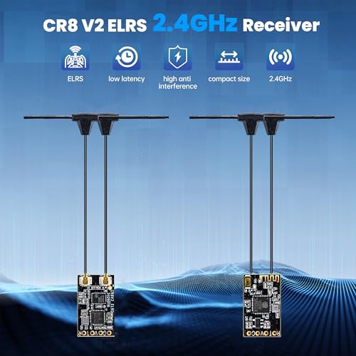 Image of ELRS Receiver CR8 V2 2.4GHz ExpressLRS Nano Receiver with 75mm UFL T Dual Antenna for FPV Drone /Tiny Whoop /Fixed-Wing RC Plane