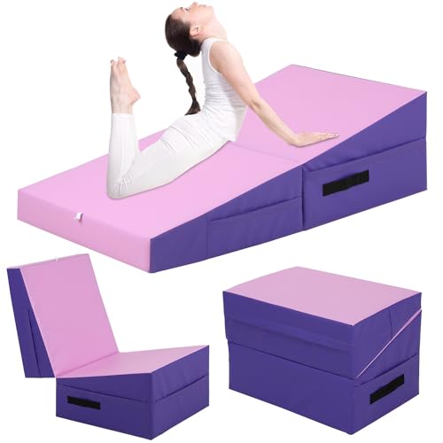 Dopinmin Gymnastics Wedge Mat, Incline Gymnastics Mat, Cheese Mats for Kids, Folding Tumbling Mat...