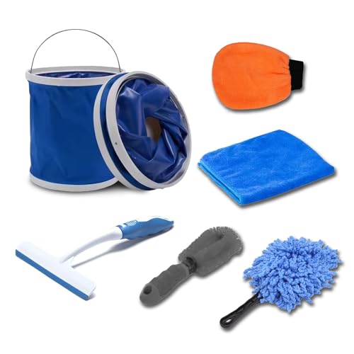 Seal Skin Covers 6pcs Car Wash Kit, Complete Car Wash Bucket Set with Brush, Microfiber Cloth Car Washing Accessories - Car Cleaning Supplies Kit - Ideal for Car Washing Kit & Motorcycle Wash