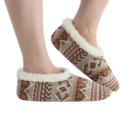 Image of Snoozies Nordic Sherpa-Lined Cozy Slipper Socks for Women Indoor, Womens Warm Slippers for Winter, Soft Slippers for Women