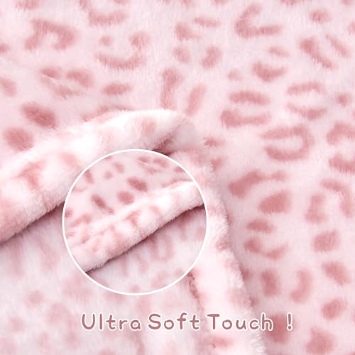 Image of Yurhap Leopard Print Baby Blanket Fleece Baby Blankets for Girls, Ultra Soft Cozy Fluffy Infant Toddler Newborn Receiving Blankets for Crib Stroller, 30 inchx40 inch, Light Pink