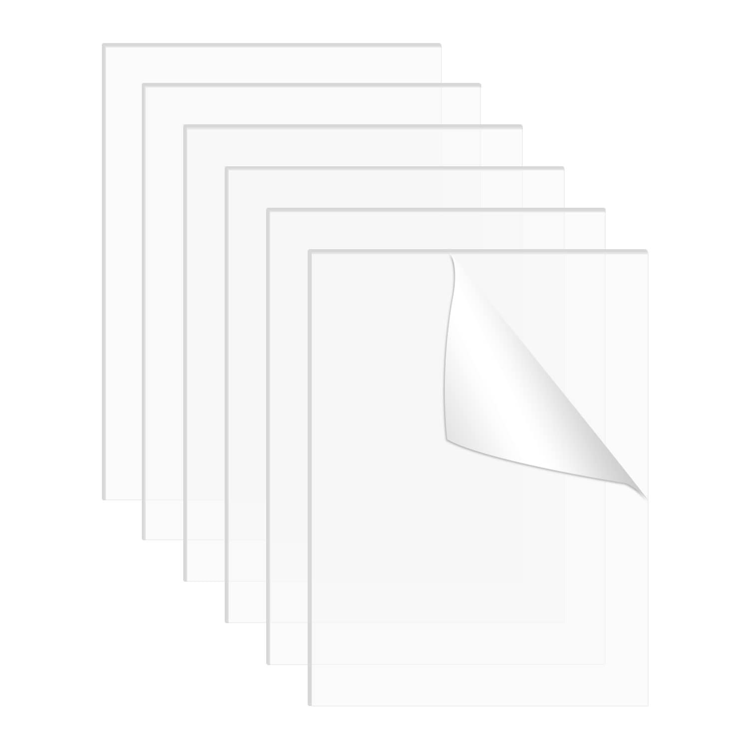 QEEYON 6 Pcs Clear Acrylic Sheets, 1mm Clear Acrylic Plastic Sheets Acrylic Panel for Picture Frame Glass Replacement, Table Signs, Calligraphy and Painting (A4,29.7x 21cm)