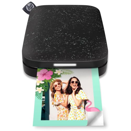 HP Sprocket Portable 2x3 Inch Instant Photo Printer (Black Noir) Print Pictures on Zink Sticky-Backed Paper From Your iOS & Android Device