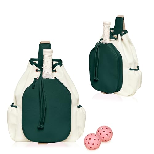 Mini Momo Durable Pickleball Backpack Sling Crossbody Bag for Women - Large Capacity & Stylish Design (Green)