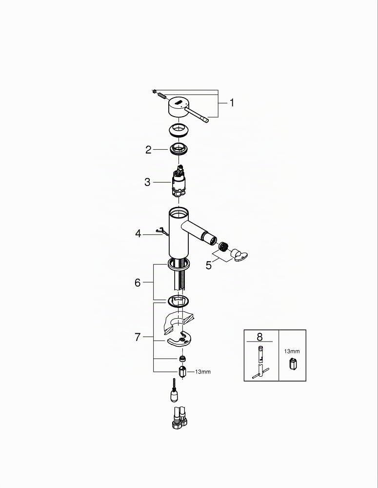 GROHE Essence – Grifería de bidé, ahorro de agua (Aireador con rótula orientable, con vaciador automático de varilla, 15 cm de altura, con herramienta 3 en 1, fácil instalación), cromo, 32935001