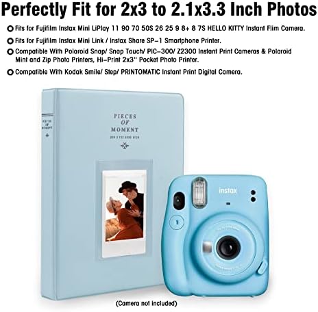 128 Pockets Mini Photo Album (3 Pieces) for Fujifilm Instax Mini 70 7s 8 8+ 9 11 25 50s 90, Polaroid Z2300, Polaroid PIC-300P Film Instant Camera & Name Card (Blue,White.Pink)