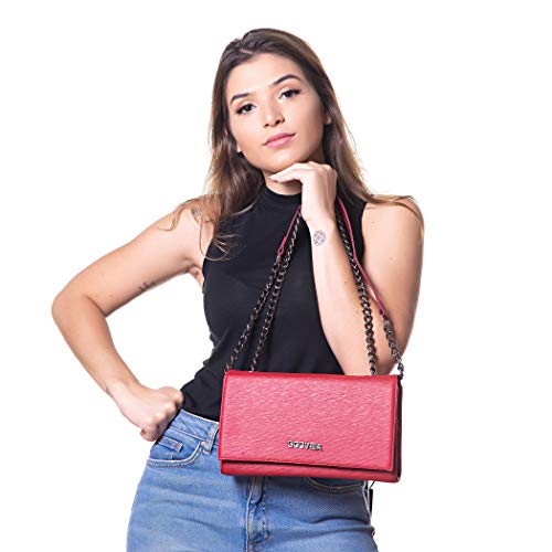 Bolsa Clutch GC Gouveia Costa Angik Alça Corrente Vermelha