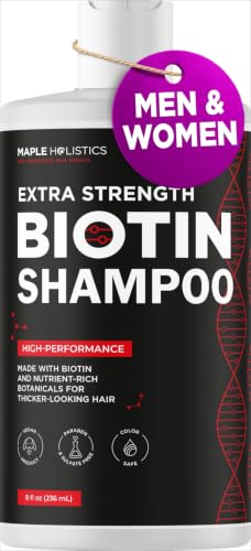 Ultra Biotin Shampoo for Thinning Hair - Extra Strength Volumizing Shampoo for Men and Women with B Vitamins and Rosemary Essential Oil - Sulfate Free Shampoo Biotin Formula for Hair and Scalp Care