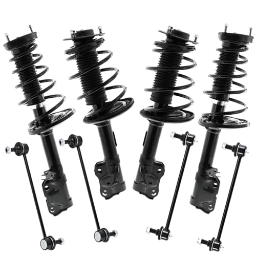 Image of Detroit Axle - 8pc Front Rear Struts Sway Bars for 2013-2018 Lexus ES300h ES350, 4 Struts with Coil Spring Assembly 4 Sway Bar End Links 2014 2015 2016 2017 Suspension Kit Replacement