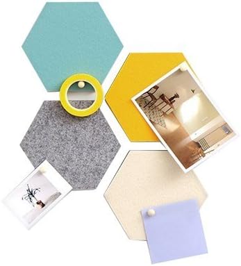 thehaki Sandwich Hexagon Tile Bulletin Memo Pin Board for Wall, Pastel Tones - 4 Felt Tiles (5.5" x 5.5" Each)