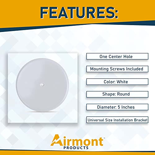 (Pack Of 2) Airmont Products Ap-12077, 5-Inch Ceiling Blank-Up Cover With Center Screw, Fits 3-1/4" To 4" Electric Box, Adjustable Bracket For Screw Hole Spacing 1.75" To 3.5", White Metal #TOP3