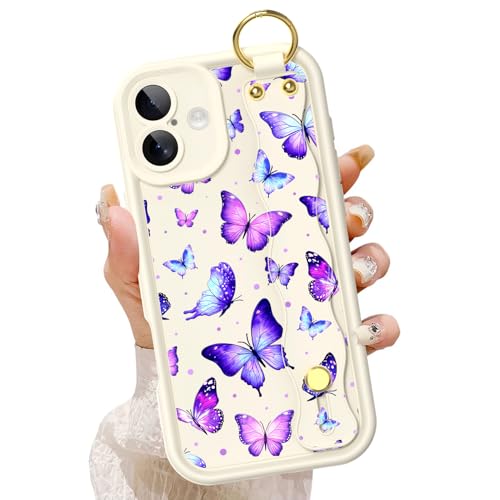 Coque iPhone 16 cordon élégante avec motif floral de qualité supérieure