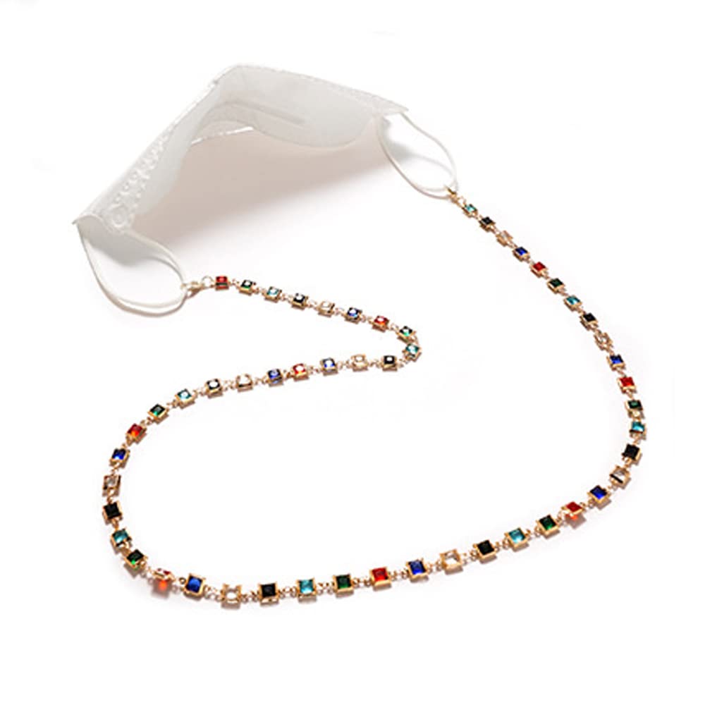 Schlichte, vielseitige Brillenketten, Stilvolle Brillenkette, Metall-Brillenband, farbige Diamanten, Brillen-Haltekette for Damen