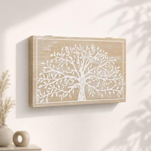 DAMDAM GO Tapa Contador de Luz Decorativa de Madera, Cubre Cuadro Eléctrico con Diseño de Árbol de la Vida, Estilo Nórdico - Arbol de La Vida