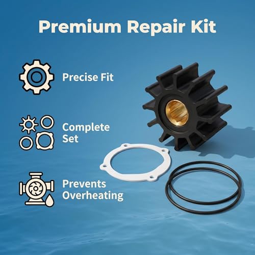 Image of 3842786 Sea Water Pump Impeller Kit for Volvo Penta 3.0L 4.3L 5.0L 5.7L 8.1L Gas Engines 2006-2016 - Fits Pumps Replace 21213664 21212799 21212800