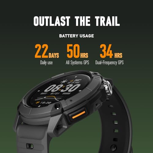 Image of COROS Nomad Outdoor GPS Watch, 1.3 inch MIP Touchscreen, Global maps with Turn-by-Turn Navigation, 22 Days Battery Life, Microphone Records Voice Notes, Real-time Weather, and Safety alerts (Black)