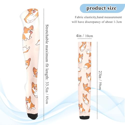 Image of Cartoon Corgi Women's Thigh High Socks Long Over Knee Socks Thick Leg Warm Boot Stockings
