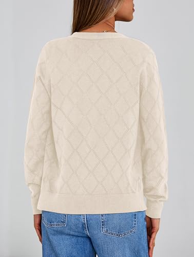 Halife Women's Cardigan Sweaters Long Sleeve Open Front Diamond Pattern Knit Sweater Cardigans Outerwear Coats4