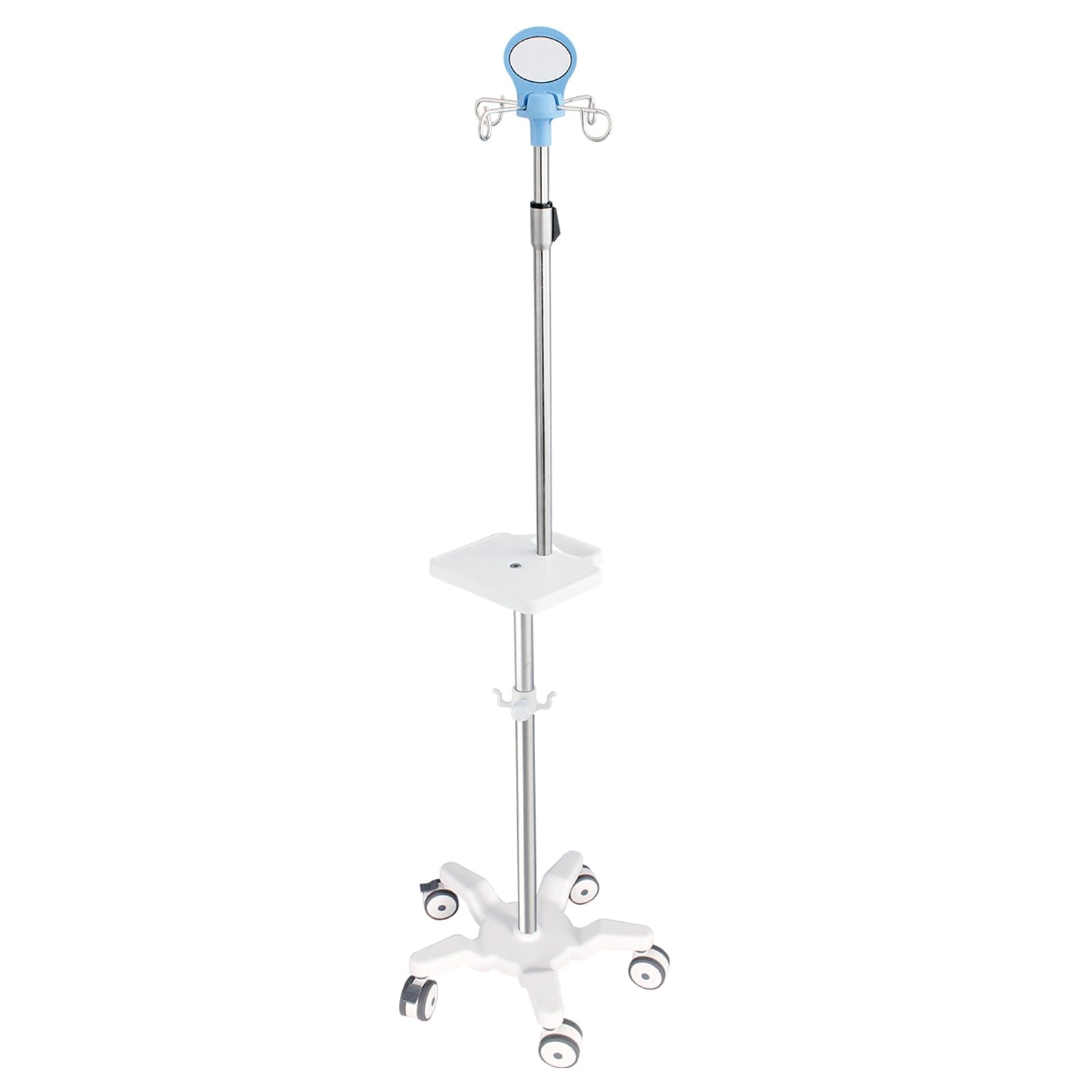 Asta portaflebo con Ruote, Asta portaflebo Medica con 4 Ganci e 5 Gambe, Altezza Regolabile per Ospedale, Clinica e casa (Colore: Bianco 1)