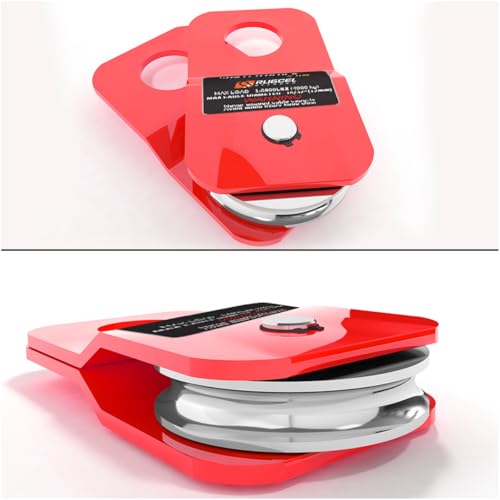 RUGCEL 4.8T Snatch Block, 10500lb (red), for Synthetic Rope or Steel Cable by RUGCEL WINCH - Used condition - Image 3