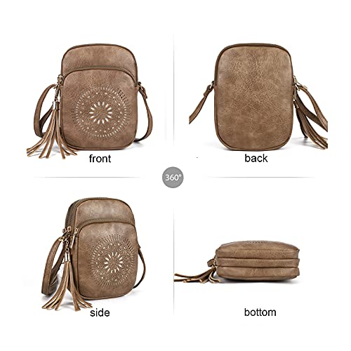 Image of AFKOMST Small Crossbody Phone Purse for Women, Triple-Zip Compartments