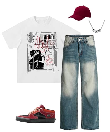 Unisex Vintage Distressed Wide Leg Jeans Washed Ripped Denim Pants for Casual Streetwear4