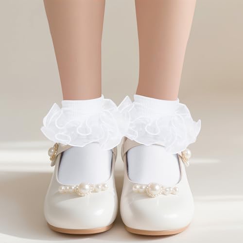 Girls Ruffle Socks Toddler Ruffle Socks Baby Kids Double Layers Lace Dress Sock Cotton Fluffy Dance Sock4