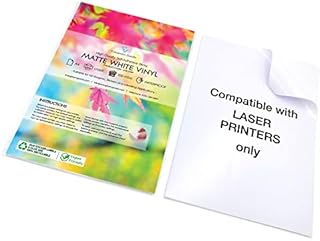 Evergreen Goods 10 Sheets A4 Matte White Sticker Vinyl | Laser Printable ONLY | Waterproof Sticky Self Adhesive | Suitable for Cricut & Silhouette
