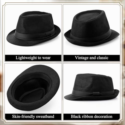 Image of JaGely 22 Pcs Straw Fedora Hats for Men Women Short Brim Panama Hats Bulk