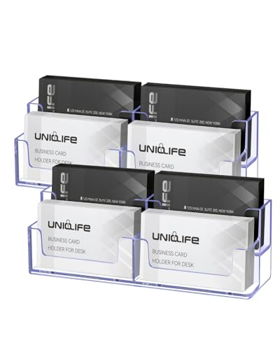 Uniclife 2 Pack Acryl Visitenkartenhalter für Schreibtisch 2 Ebenen 4 Steckplätze Klare Visitenkartenanzeigeständer für Männer und Frauen, 240 Kartenkapazität