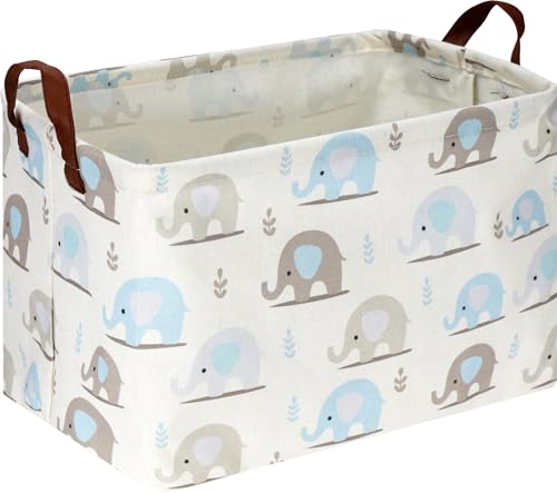 NTAOHAMPER Rectangular Blue Elephant Storage Basket,Collapsible Gift Basket with Handles,Books Box,Room Decor(Blue Elephant) by NTAOHAMPER - Used condition - US$6.49