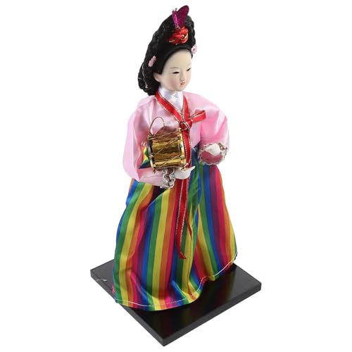 Toyvian Muñeca de Estilo Coreano de 12 Pulgadas Muñeca Artesanal de Tela Base Estable Adorno de Mesa Decorativo Hogar Figura Creativa Coreana Decoración Compacta y Duradera
