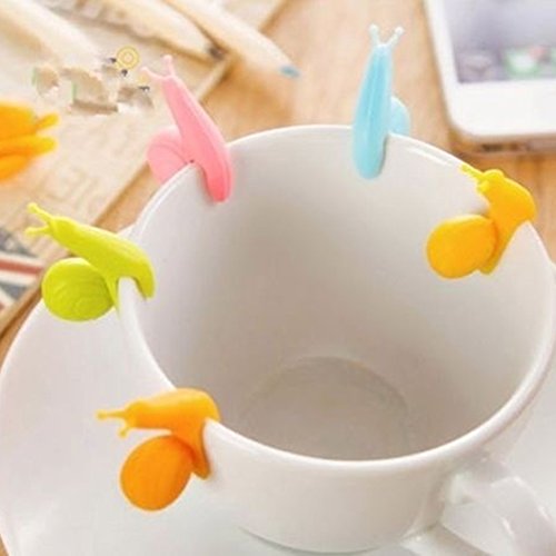 Sanwood 10Pcs Cute Snail Silicone Tea Bag Holder Cup Mug Candy Colors Gift Set #TOP6