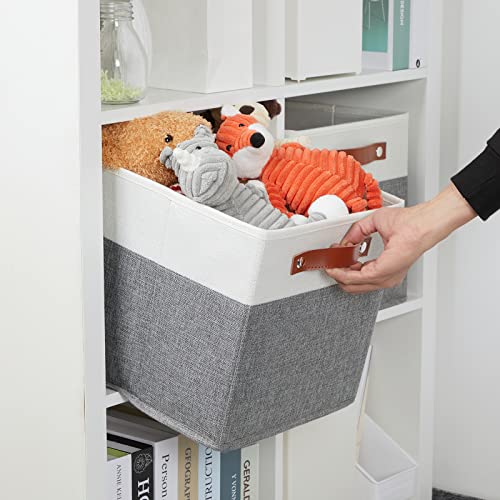 Dullemelo 11X11 Storage Cubes, Collapsible Sturdy Cube Storage Bins With Handles For Organizing,Fabric Storage Cubes Baskets For Shelves Nursery Closet Home Organization And Storage (White&Grey) #TOP3