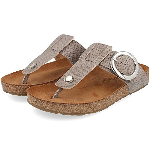 Image of HAFLINGER Round Buckle Corinna Sandals with Rubber Sole and Cork Latex Footbed Unisex