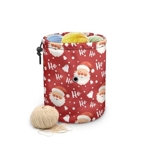 Image of Sellikakes Christmas Santa Claus Crochet Storage Case Yarn Holder, Knitting Crochet Bag Organizer Store Crocheting Project Needles Sewing Accessories