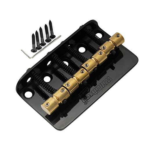 Wilkinson WBBC Vintage 4 String Bass Bridge Brass Saddles for Fender Jazz Precision Bass Black - Image 4