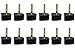 6 Pairs(12PCS) Black Women Lady Girls U Shaped Heel Cap Cover Shoe Replacement Heels Tips Replacement Dowels for High Heel Shoes (9mm x 9mm, Thin Pins 2.4mm)