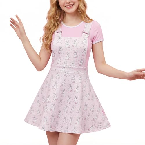 Image of CutiePlusU Women's Suspender Dress Adjustable Suspenders Skirt Cartoon Printed Overalls