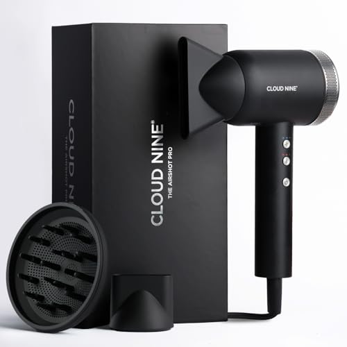 Cloud Nine Airshot Pro Hair Dryer with Diffuser for Women 1600W Black